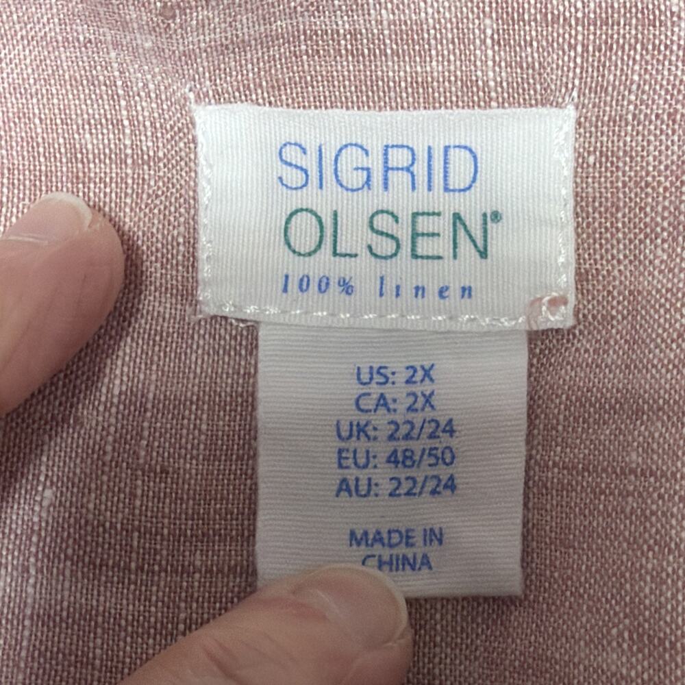 NWOT Sigrid Olsen Women's Lagenlook 100% Linen V-Neck Tunic/Blouse - Size 2X - Picture 12 of 15